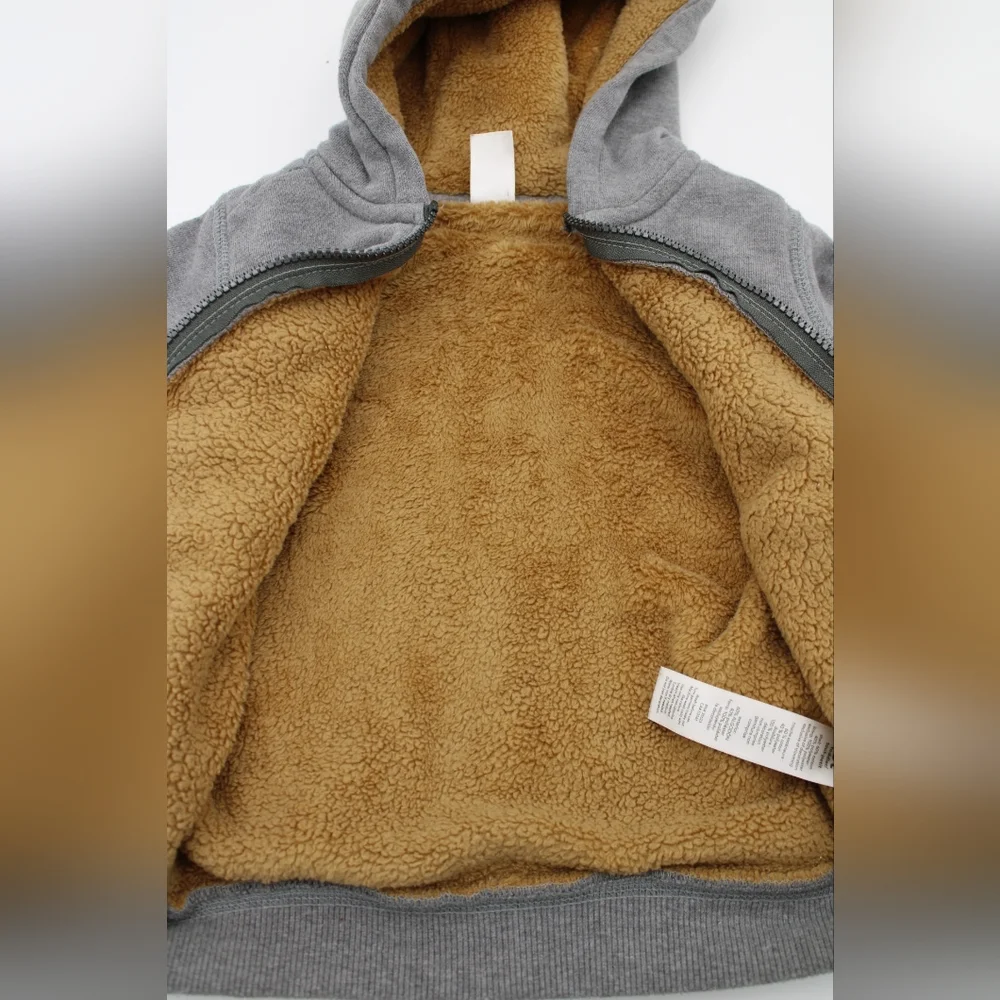 Carter's 2pc Boys 3T Denim Shirt & Grey Sherpa-Lined Hoodie Bundle